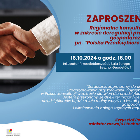 Regionalne konsultacje w zakresie deregulacji prawa gospodarczego pn. 